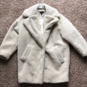 Topshop Cream Fuzzy Coat Size US 4
